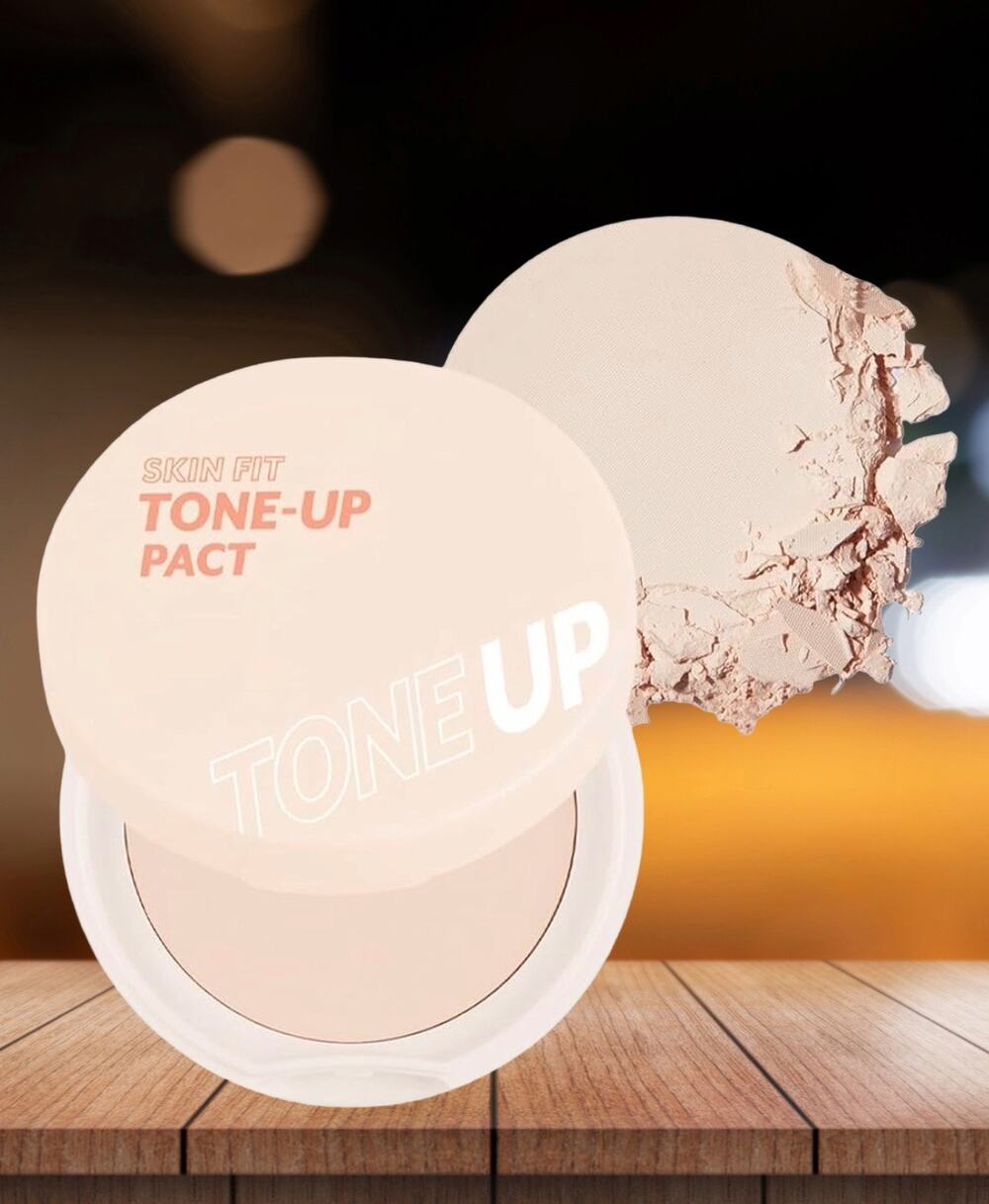 NEW! I'M MEME Compact Skin Fit Tone Up Pact Flawless Finish Powder w/ Aqua Sebum